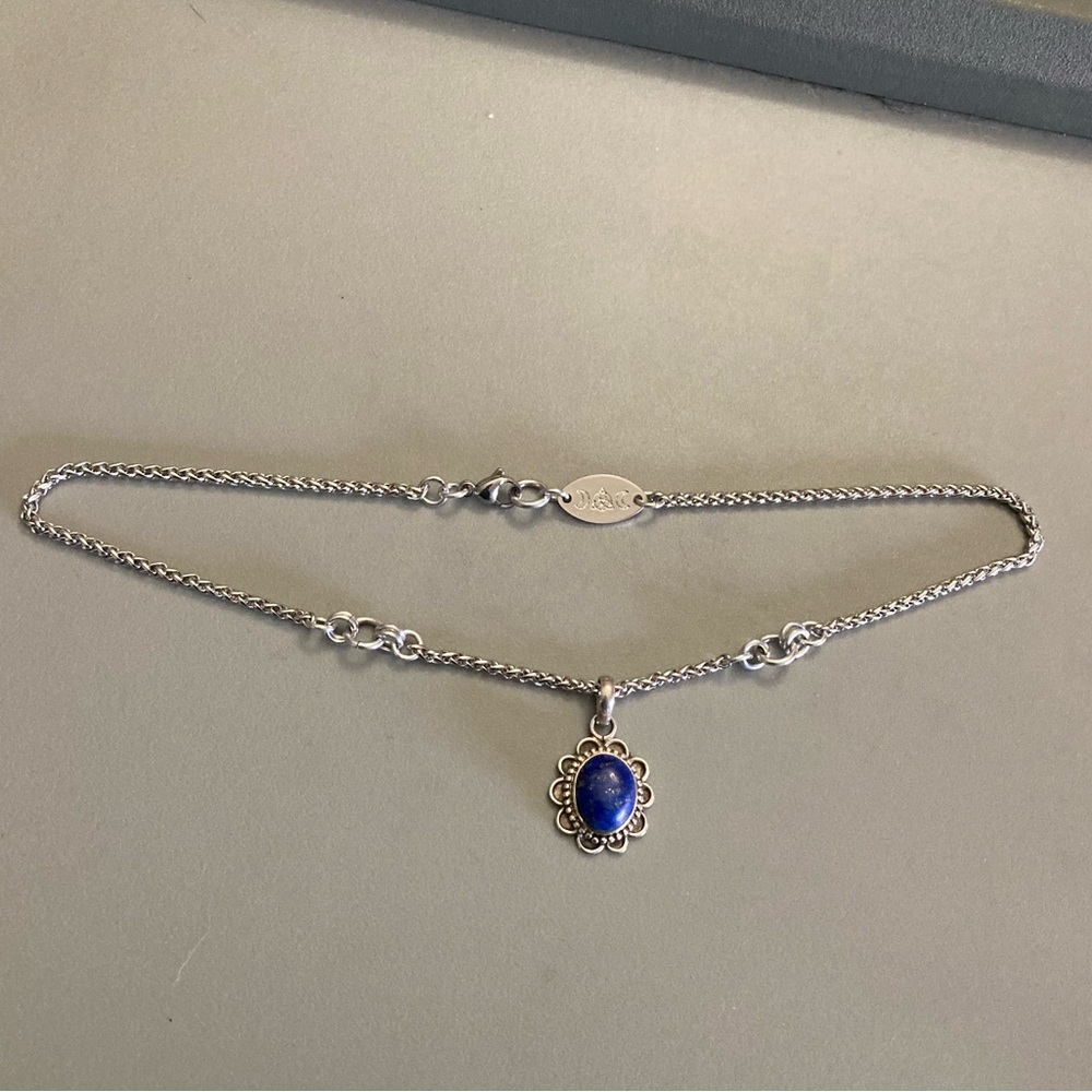 925 sterling silver lapis charm on stainless steel chain necklace boho stone - Picture 9 of 10
